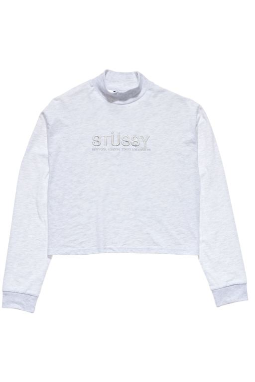 Stussy Womens Chandler Mock Neck LS Long Sleeve T Shirt White - SHGZF4679